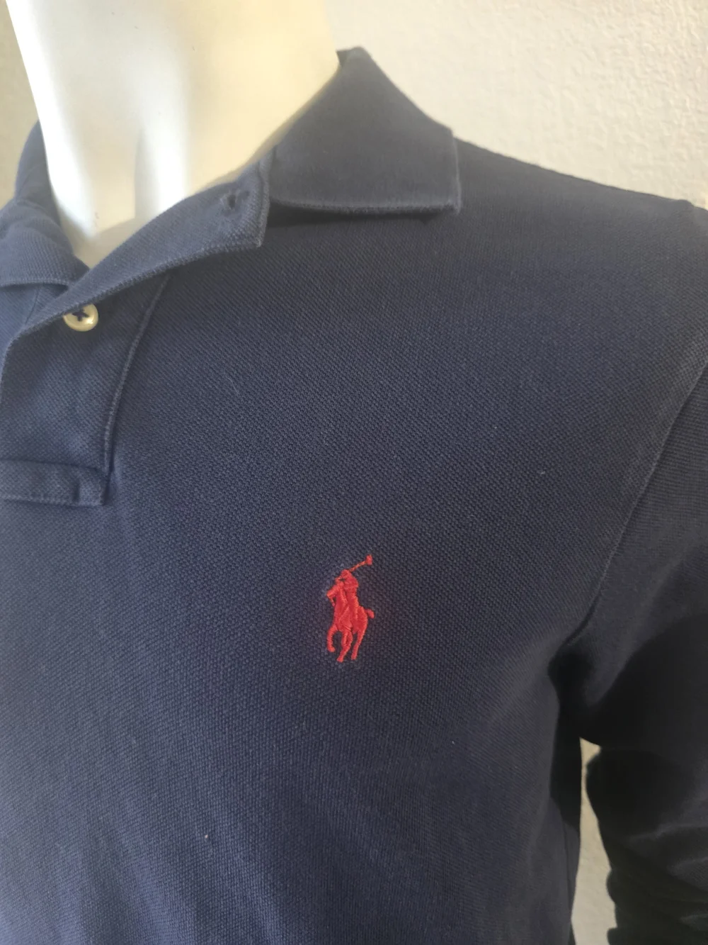 Polo by Ralph Lauren Navy Long-Sleeve Polo with Red Pony